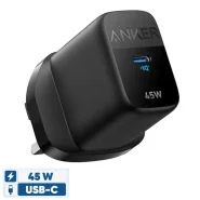 شارژر دیواری 45 وات انکر مدل A2643 با اتصال به پریز سه پین، دارای درگاه خروجی USB Type-C