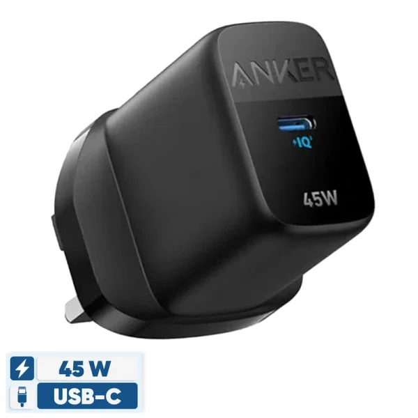 شارژر دیواری 45 وات انکر مدل A2643 با اتصال به پریز سه پین، دارای درگاه خروجی USB Type-C
